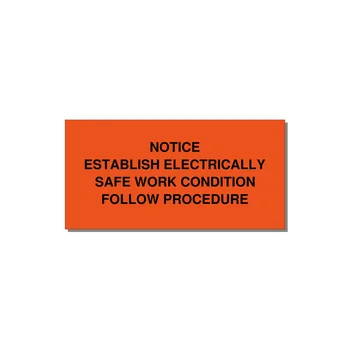 Establish Electrically Safe Work Condition Label — 4x2" Black on Orange, Adhesive