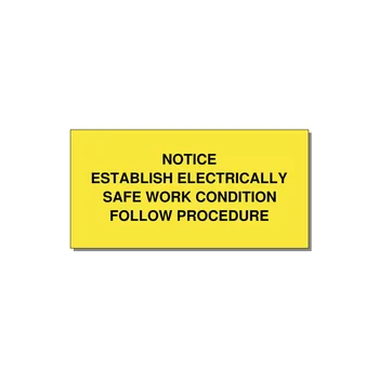Establish Electrically Safe Work Condition Label — 4x2" Black on Yellow, Adhesive