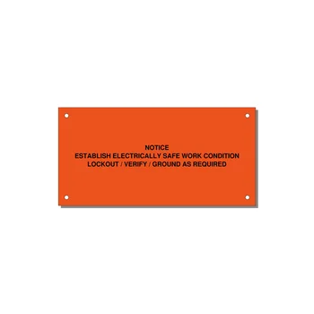 Establish Electrically Safe Work Condition Label — 6x3" Black on Orange, Holes