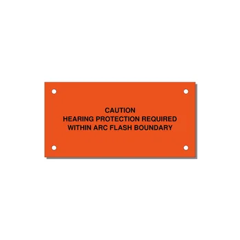 Hearing Protection Requi — 4x2" Black on Orange, Holes