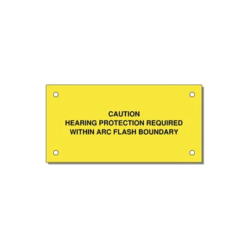 Hearing Protection Requi — 4x2" Black on Yellow, Holes