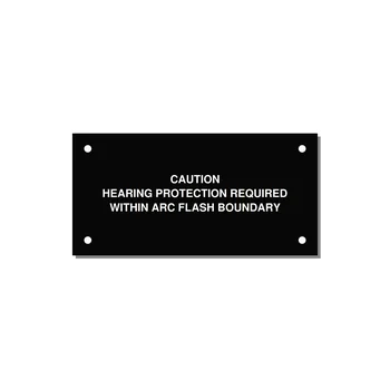 Hearing Protection Requi — 4x2" White on Black, Holes