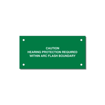 Hearing Protection Requi — 4x2" White on Green, Holes