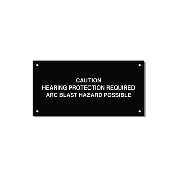 Hearing Protection Requi — 6x3" White on Black, Holes