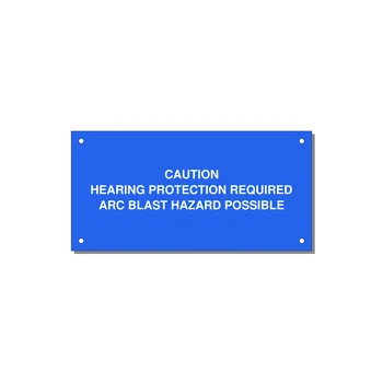 Hearing Protection Requi — 6x3" White on Blue, Holes