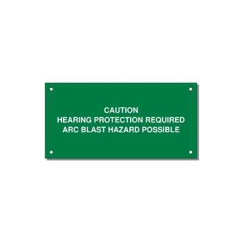 Hearing Protection Requi — 6x3" White on Green, Holes