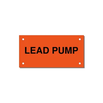 Lead Pump Label – OEM Water Systems — 4x2" Black on Orange, Holes