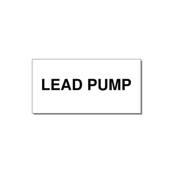 Lead Pump Label – OEM Water Systems — 4x2" Black on White, Adhesive