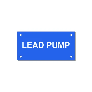 Lead Pump Label – OEM Water Systems — 4x2" White on Blue, Holes