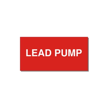 Lead Pump Label – OEM Water Systems — 4x2" White on Red, Adhesive