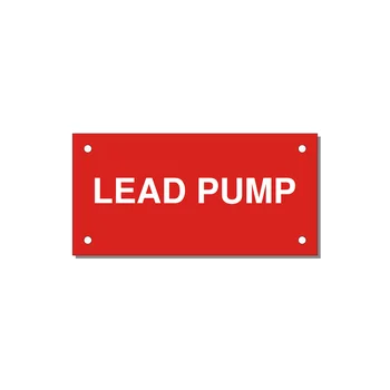 Lead Pump Label – OEM Water Systems — 4x2" White on Red, Holes