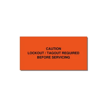 Lockout/Tagout Requi — 4x2" Black on Orange, Adhesive