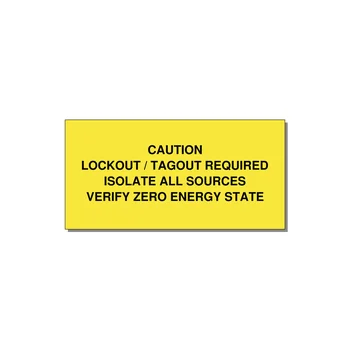 Lockout/Tagout Requi — 6x3" Black on Yellow, Adhesive