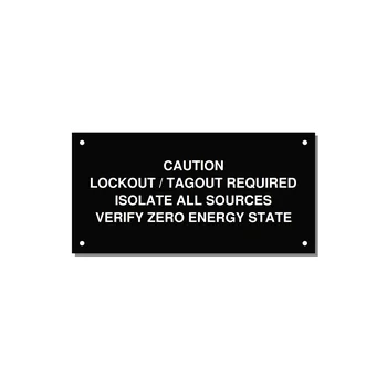 Lockout/Tagout Requi — 6x3" White on Black, Holes