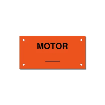 Motor Label – OEM Motion Equipment — 4x2" Black on Orange, Holes