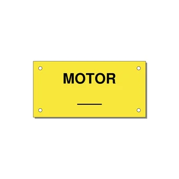 Motor Label – OEM Motion Equipment — 4x2" Black on Yellow, Holes