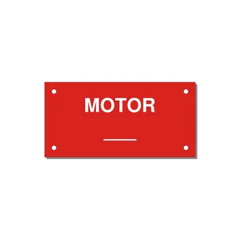 Motor Label – OEM Motion Equipment — 4x2" White on Red, Holes