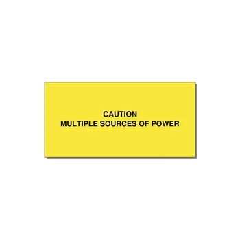 Multiple Power Source Warning — 4x2" Black on Yellow, Adhesive