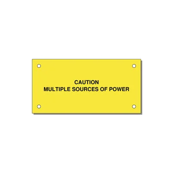 CAUTION / MULTIPLE SOURCES OF POWER Warning Label – 4" × 2" Black on Yellow