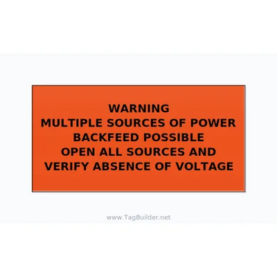 Multiple Power Sources Label (Backfeed Warning) — 4x2 Adhesive thumbnail
