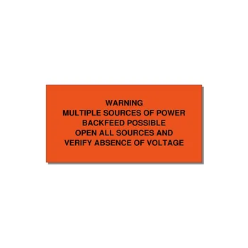 Multiple Power Sources Label (Backfeed Warning) — 4x2" Black on Orange, Adhesive