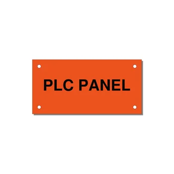 PLC Panel Label – OEM Automation Equipment — 4x2" Black on Orange, Holes