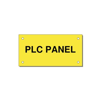 PLC Panel Label – OEM Automation Equipment — 4x2" Black on Yellow, Holes