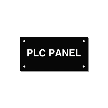 PLC Panel Label – OEM Automation Equipment — 4x2" White on Black, Holes