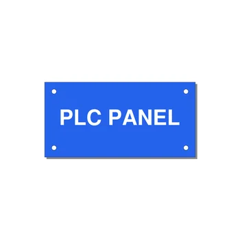 PLC Panel Label – OEM Automation Equipment — 4x2" White on Blue, Holes