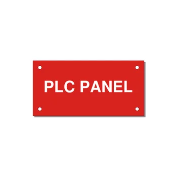 PLC Panel Label – OEM Automation Equipment — 4x2" White on Red, Holes
