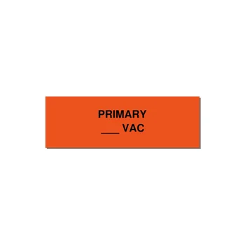 Primary Voltage Label – OEM Transformer — 3x1" Black on Orange, Holes