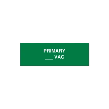 Primary Voltage Label – OEM Transformer — 3x1" White on Green, Holes