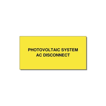 PV System AC Disconnect Label — 4x2" Black on Yellow, Adhesive
