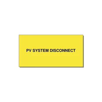 PV System DC Disconnect Label — 4x2" Black on Yellow, Adhesive