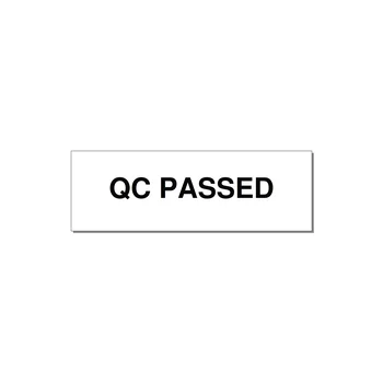 QC Passed Label – OEM Manufacturing — 3x1" Black on White, Holes