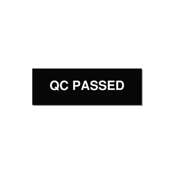 QC Passed Label – OEM Manufacturing — 3x1" White on Black, Adhesive