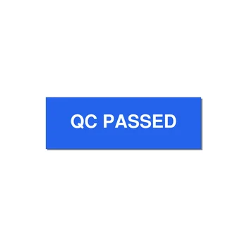 QC Passed Label – OEM Manufacturing — 3x1" White on Blue, Holes