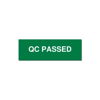 QC Passed Label – OEM Manufacturing — 3x1" White on Green, Holes
