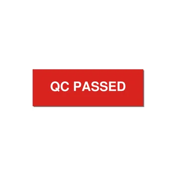 QC Passed Label – OEM Manufacturing — 3x1" White on Red, Adhesive