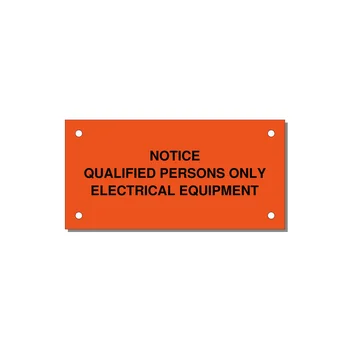 Qualified Persons Only Label — 4x2" Black on Orange, Holes