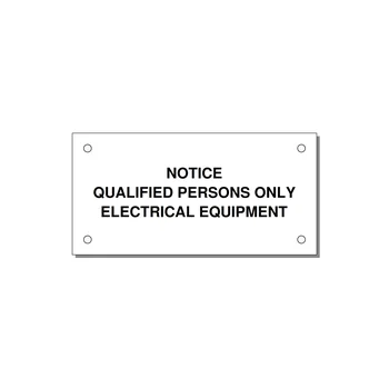Qualified Persons Only Label — 4x2" Black on White, Holes
