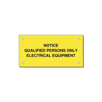 Qualified Persons Only Label — 4x2" Black on Yellow, Holes