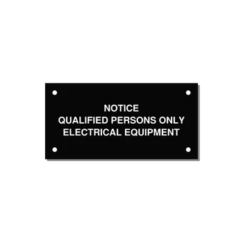 Qualified Persons Only Label — 4x2" White on Black, Holes