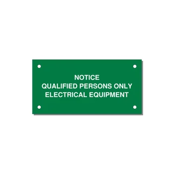 Qualified Persons Only Label — 4x2" White on Green, Holes