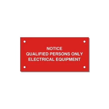 Qualified Persons Only Label — 4x2" White on Red, Holes
