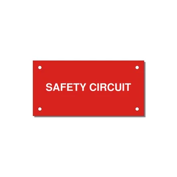 Safety Circuit Label – OEM Machine Safety — 4x2" White on Red, Holes