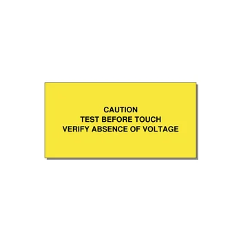 Test Before Touch Label — 4x2" Black on Yellow, Adhesive