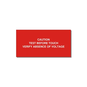 Test Before Touch Label — 4x2" White on Red, Adhesive