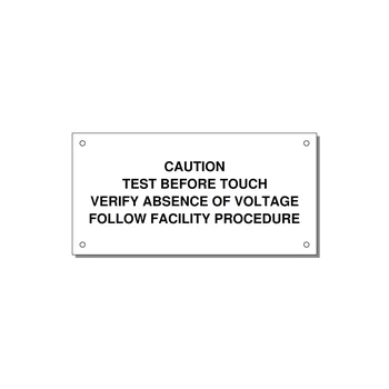 Test Before Touch Label — 6x3" Black on White, Holes