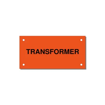 Transformer Label – OEM Power Equipment — 4x2" Black on Orange, Holes